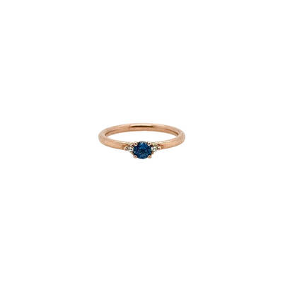 9ct Rose Gold Ceylonese Sapphire and Diamond Trilogy Ring