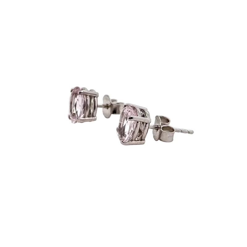 18ct White Gold Oval Morganite Stud Earrings