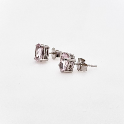 18ct White Gold Oval Morganite Stud Earrings