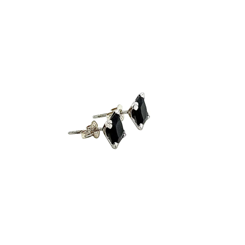 9ct White Gold 7mm Square Black CZ Stud Earrings