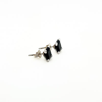 9ct White Gold 7mm Square Black CZ Stud Earrings