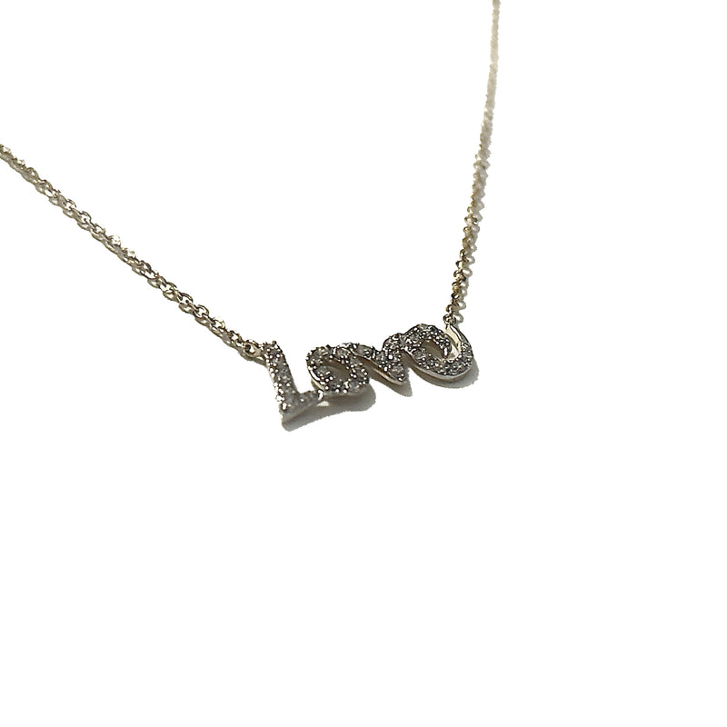18ct Yellow Gold and Diamond "Love" Necklet