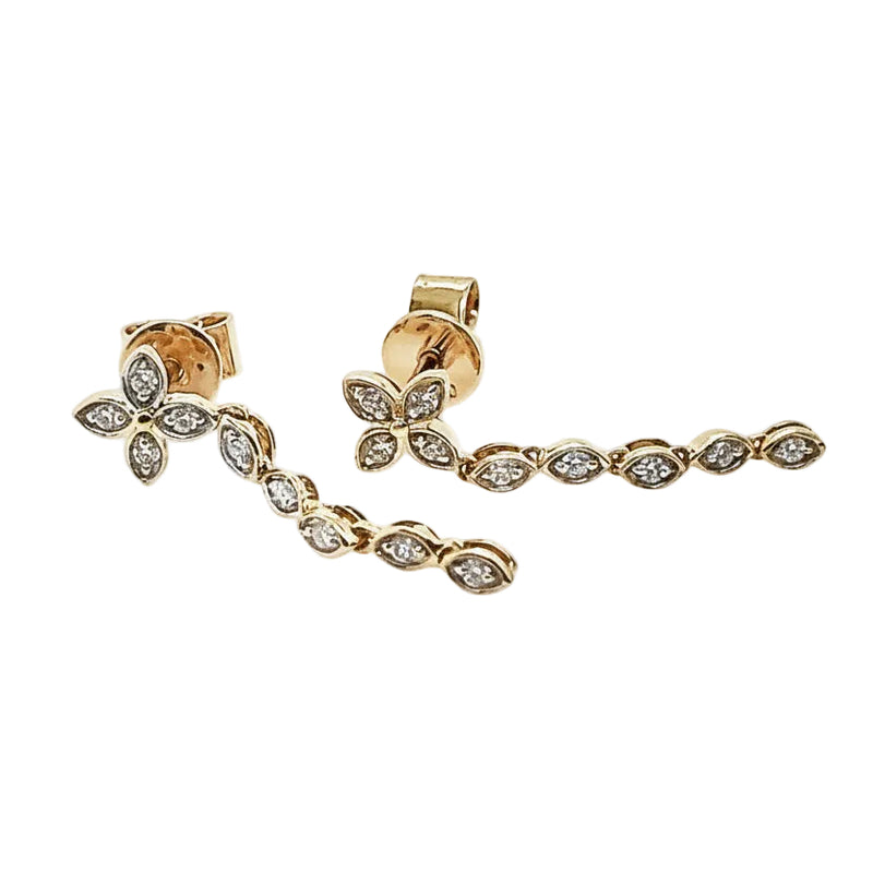 18ct Yellow Gold Diamond Drop Earrings