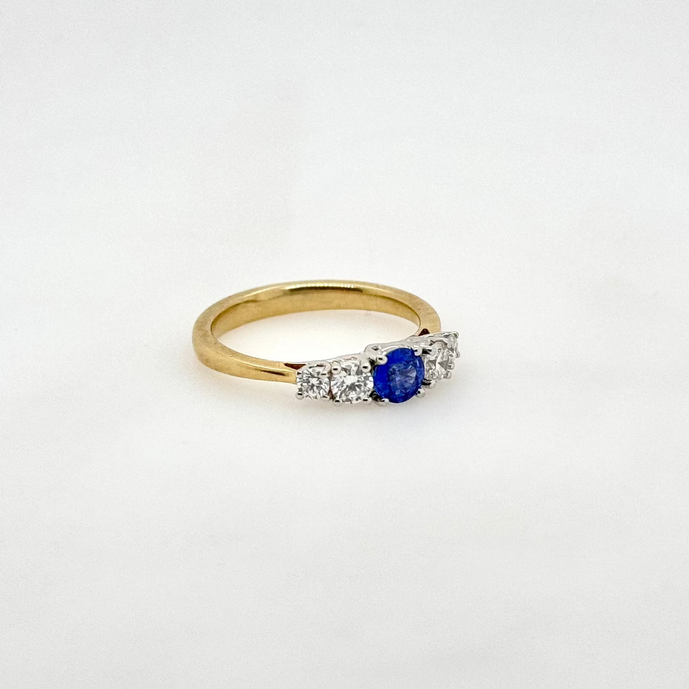 9ct Yellow and White Gold Ceylonese Sapphire and Diamond Ring