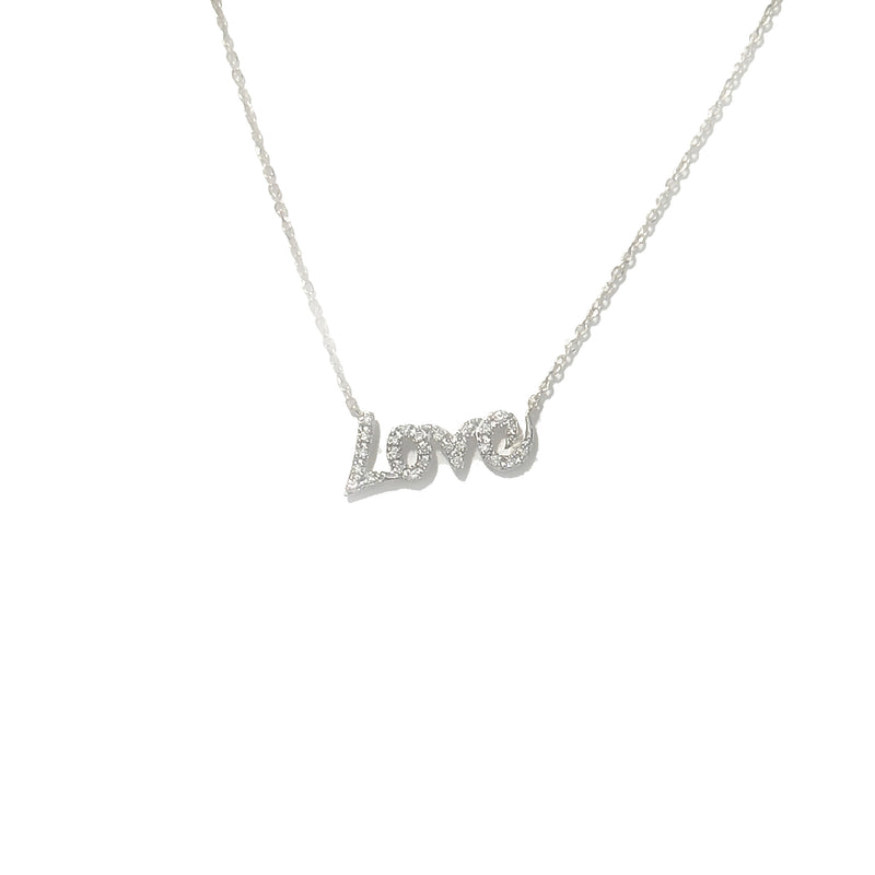 18ct Yellow Gold and Diamond "Love" Necklet