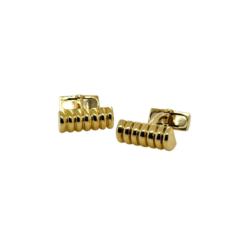 18ct Yellow Gold Ridged Bar Design Cufflinks
