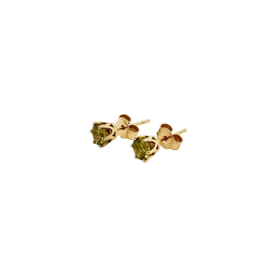 18ct Yellow Gold Round Natural Shene Green Stud Earrings