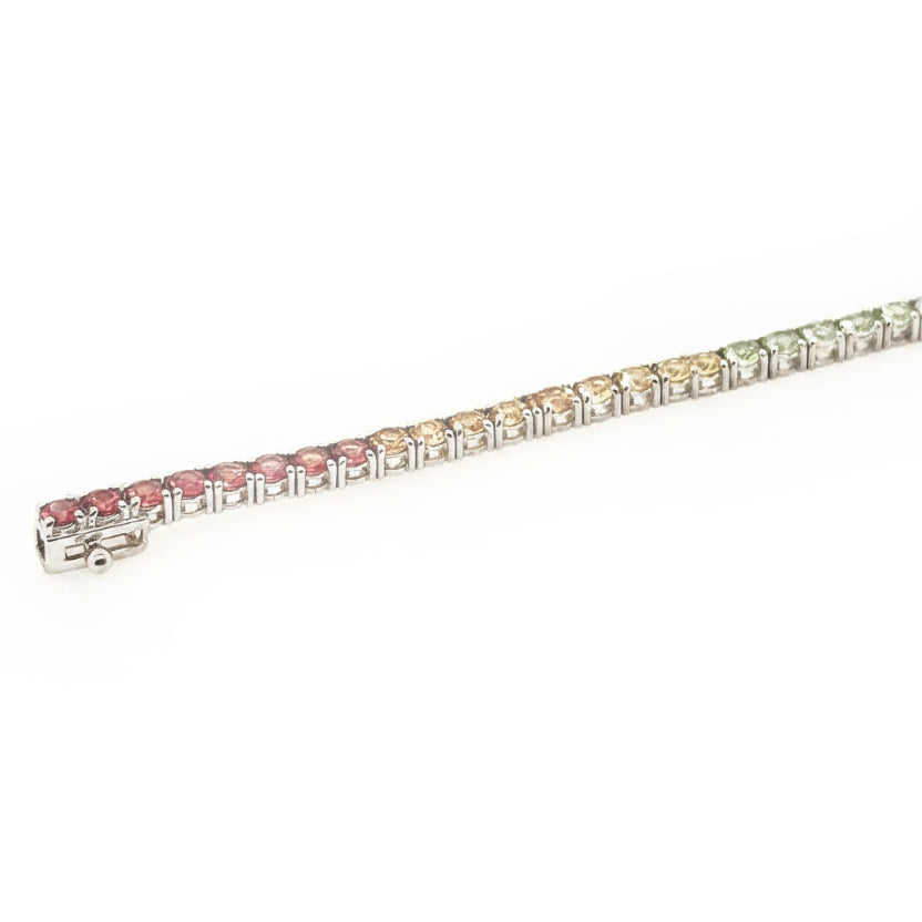 18ct White Gold Mutli-Coloured Sapphire Tennis Bracelet