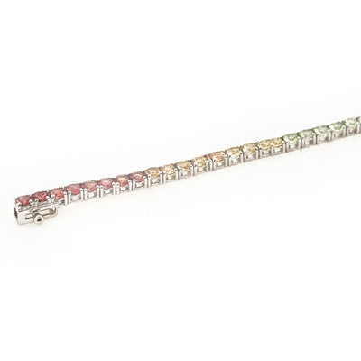 18ct White Gold Mutli-Coloured Sapphire Tennis Bracelet