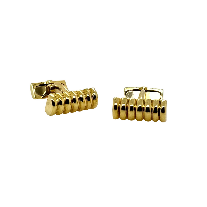 18ct Yellow Gold Ridged Bar Design Cufflinks