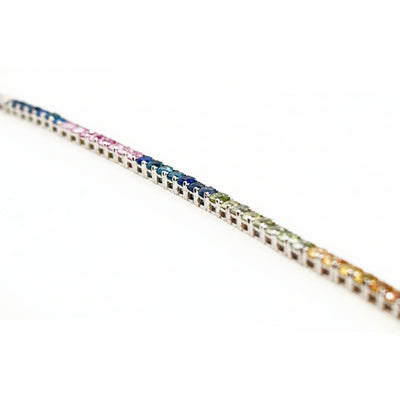 18ct White Gold Mutli-Coloured Sapphire Tennis Bracelet