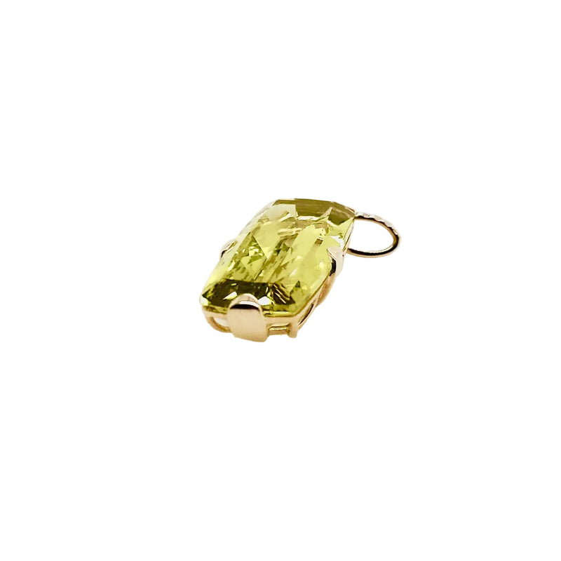 9ct Yellow Gold Cushion Shaped Lemon Quartz and Diamond Enhancer Pendant
