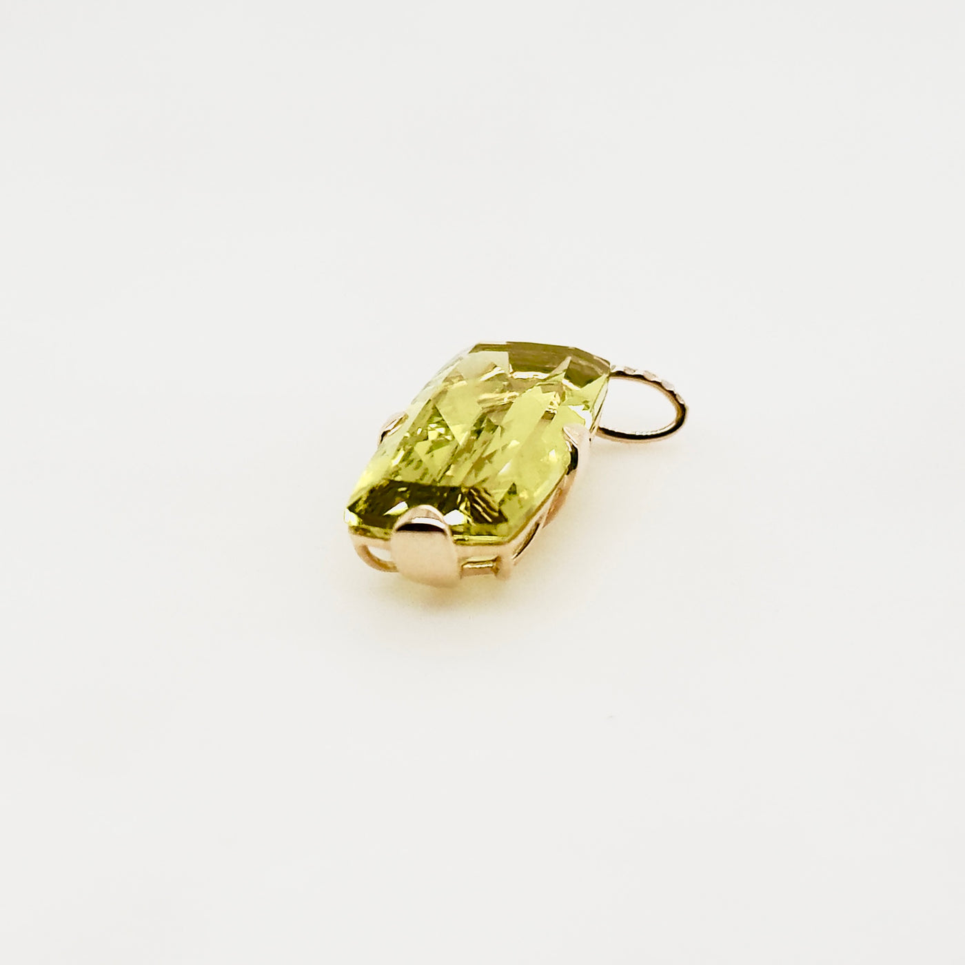 9ct Yellow Gold Cushion Shaped Lemon Quartz and Diamond Enhancer Pendant