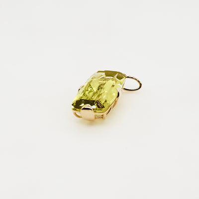 9ct Yellow Gold Cushion Shaped Lemon Quartz and Diamond Enhancer Pendant