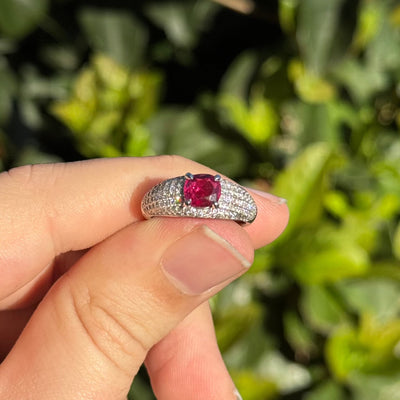 18ct White Gold Ruby and Diamond Ring