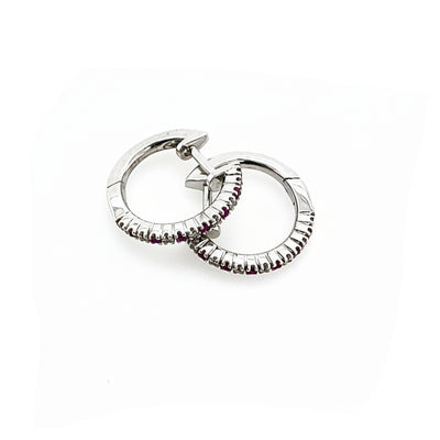 18ct White Gold Ruby and Diamond Huggies