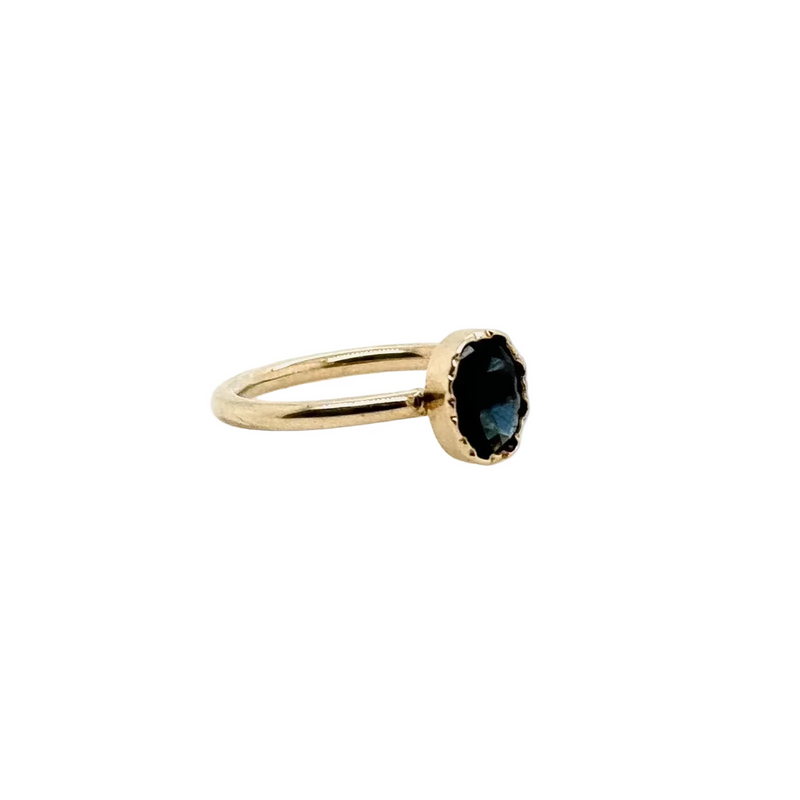 Handmade 9ct Yellow Gold Oval Blue Sapphire Ring