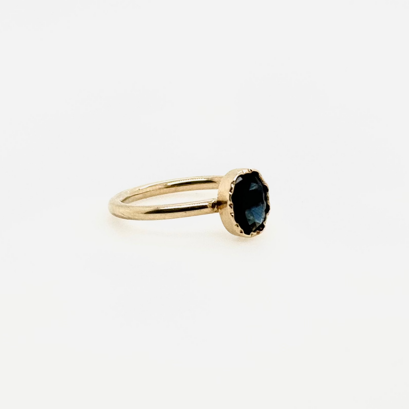 Handmade 9ct Yellow Gold Oval Blue Sapphire Ring