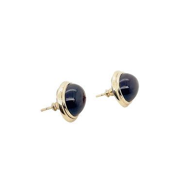 9ct Yellow Gold Large Oval Garnet Stud Earrings