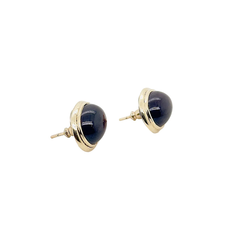 9ct Yellow Gold Large Oval Garnet Stud Earrings