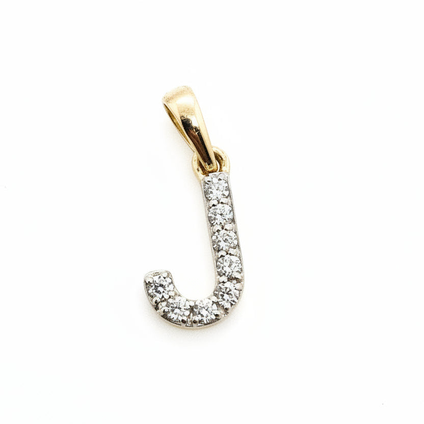 18ct Yellow Gold and Diamond Initial "J" Pendant