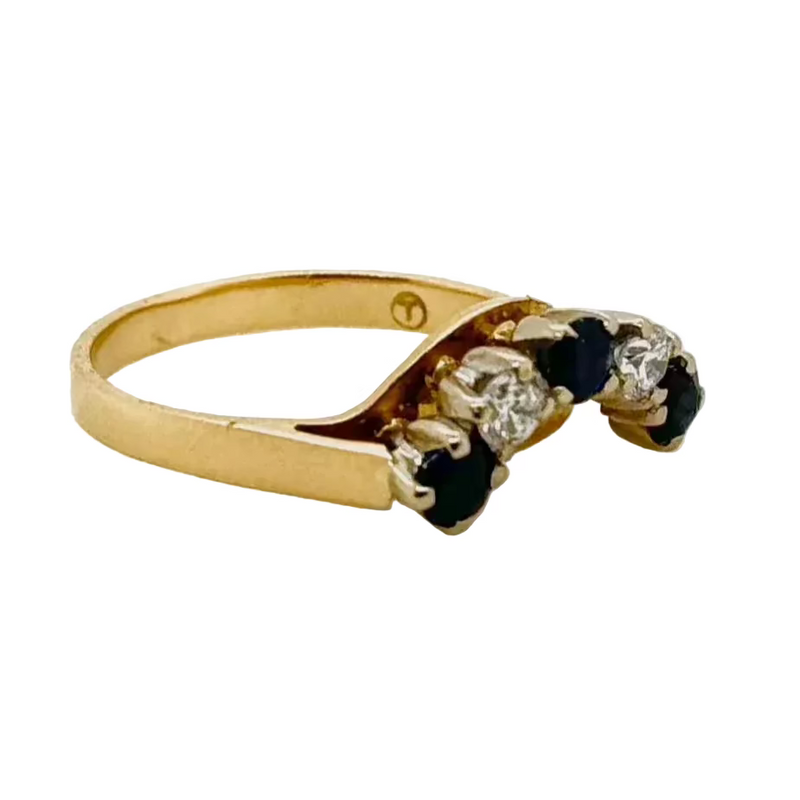 18ct Blue Sapphire and Diamond Five Stone Ring