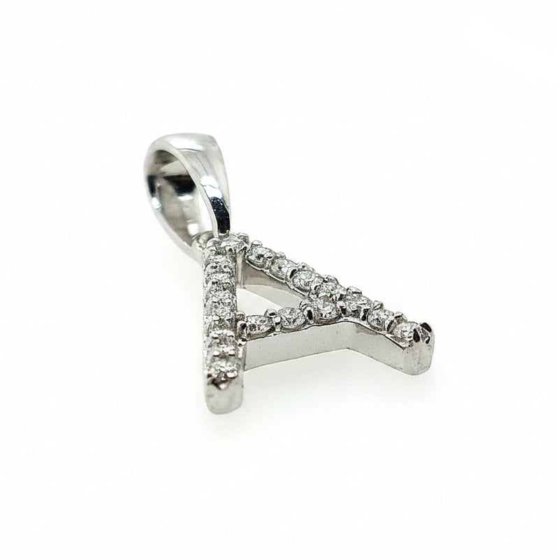 18ct White Gold and Diamond Initial "A" Pendant