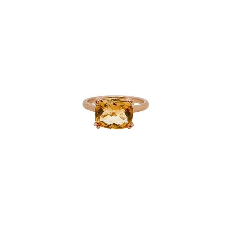 9ct Rose Gold Citrine and Diamond Ring