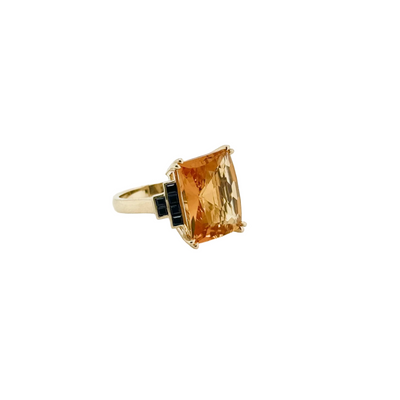 9ct Yellow Gold Citrine and Sapphire Ring