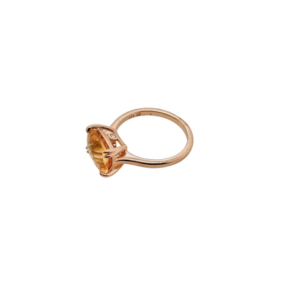 9ct Rose Gold Citrine and Diamond Ring