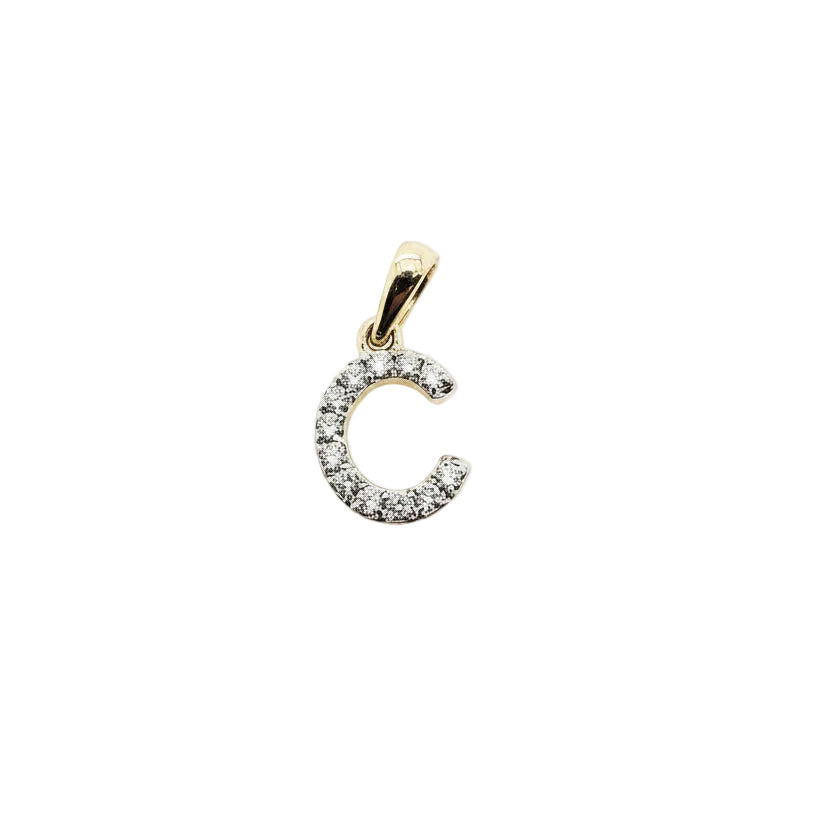 18ct Yellow Gold and Diamond Small Intial "C" Pendant