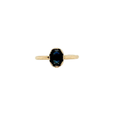 Handmade 9ct Yellow Gold Oval Blue Sapphire Ring