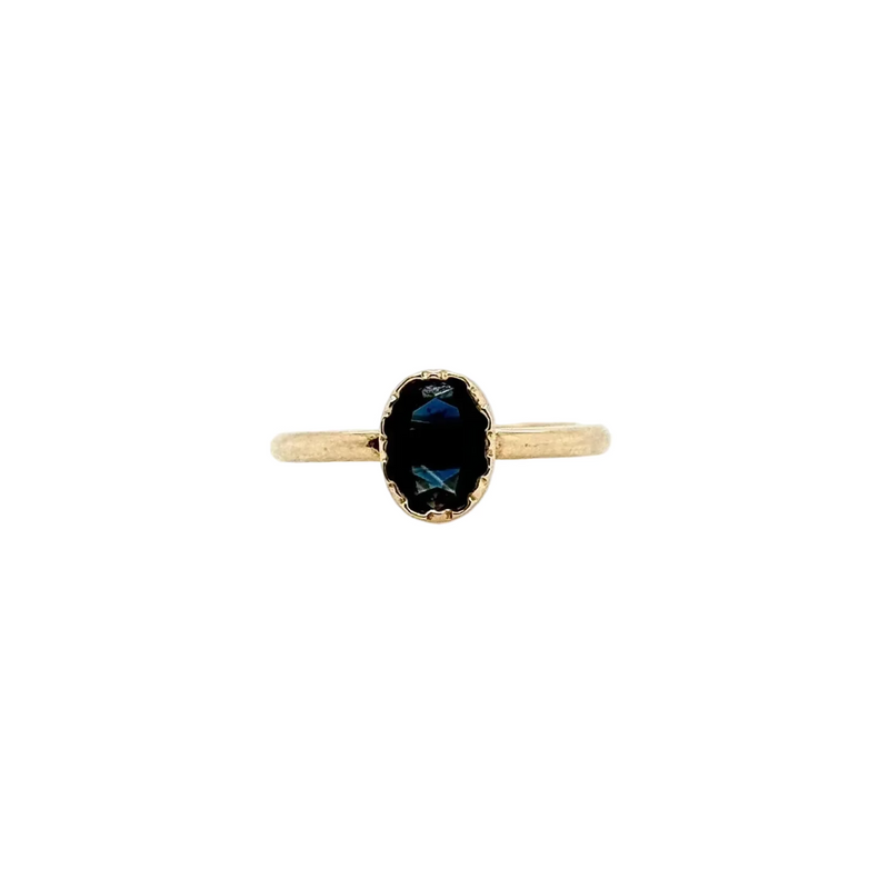 Handmade 9ct Yellow Gold Oval Blue Sapphire Ring