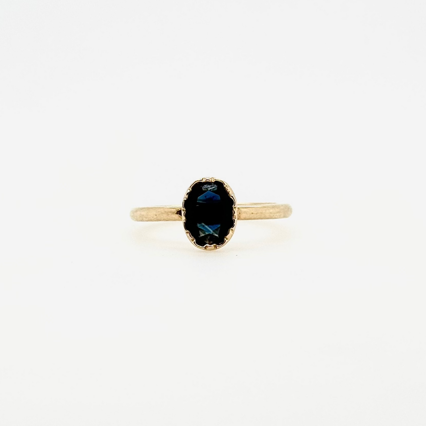 Handmade 9ct Yellow Gold Oval Blue Sapphire Ring