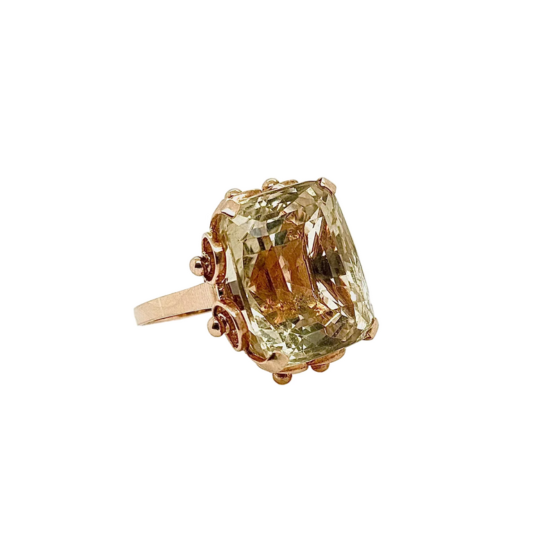 Handmade 14ct Rose Gold Large Lemon Quartz Ring