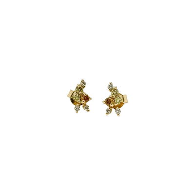 18ct Yellow Gold Multi-Coloured Natural Argyle Diamond Stud Earrings