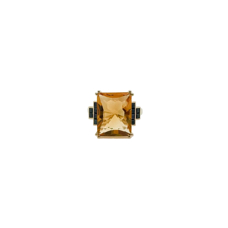 9ct Yellow Gold Citrine and Sapphire Ring