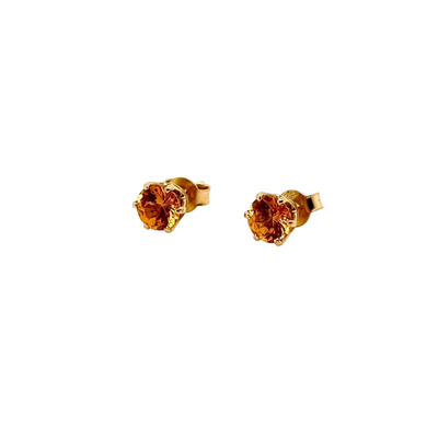 18ct Yellow Gold Natural Spessartite Garnet Stud Earrings