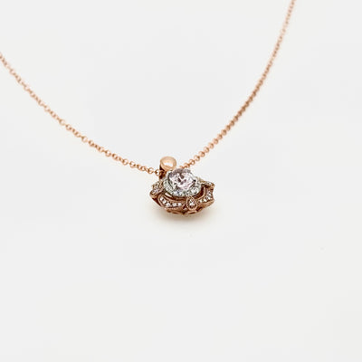 9ct Rose Gold Morganite and Diamond Vintage Pendant