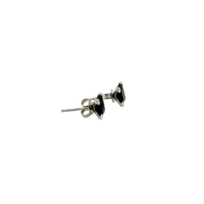 9ct White Gold 6mm Square Black CZ Stud Earrings