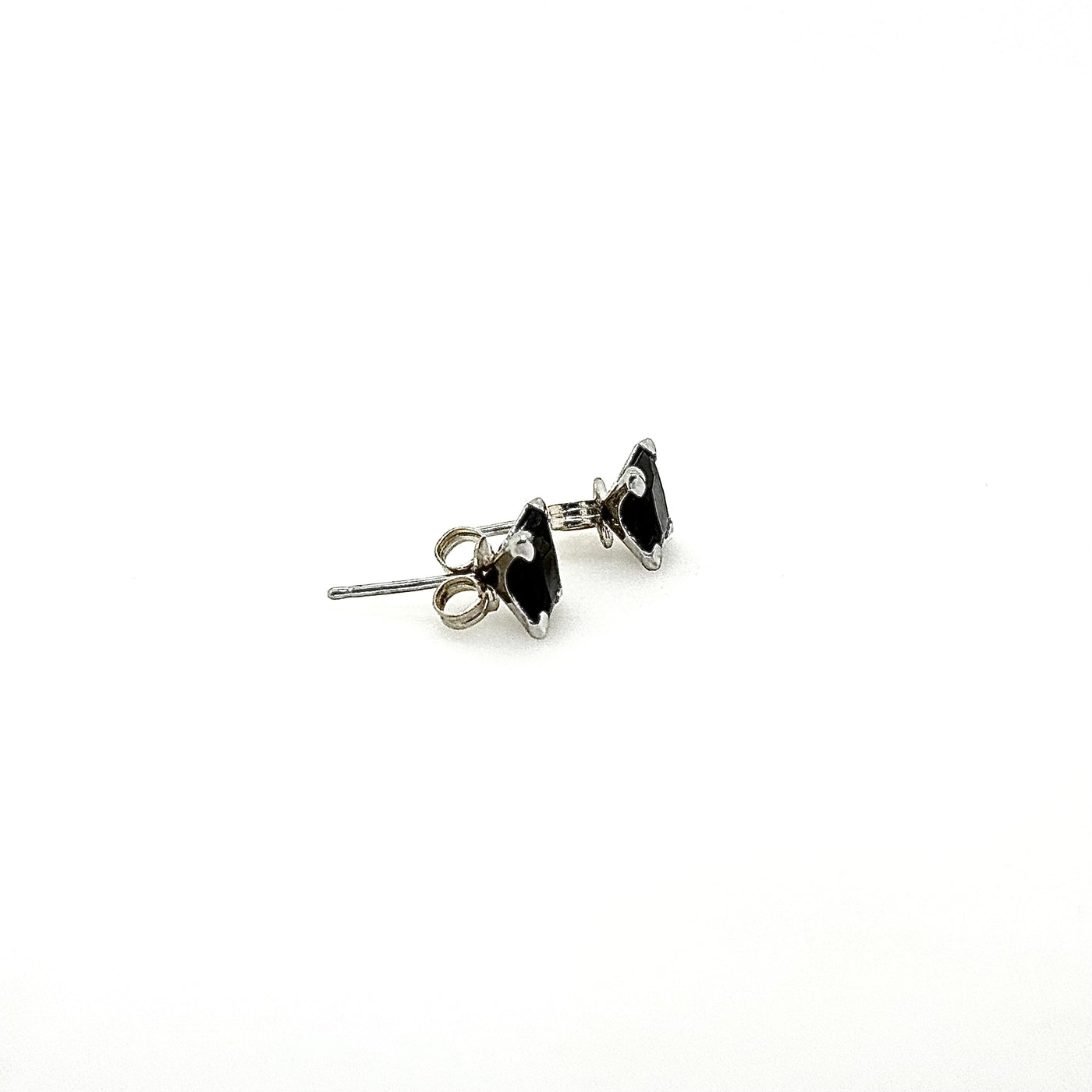 9ct White Gold 6mm Square Black CZ Stud Earrings