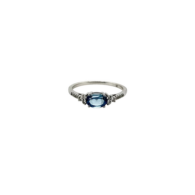9ct White Gold London Blue Topaz and Diamond Ring