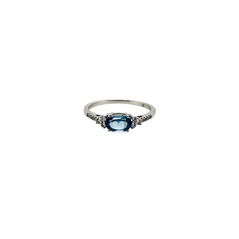 9ct White Gold London Blue Topaz and Diamond Ring