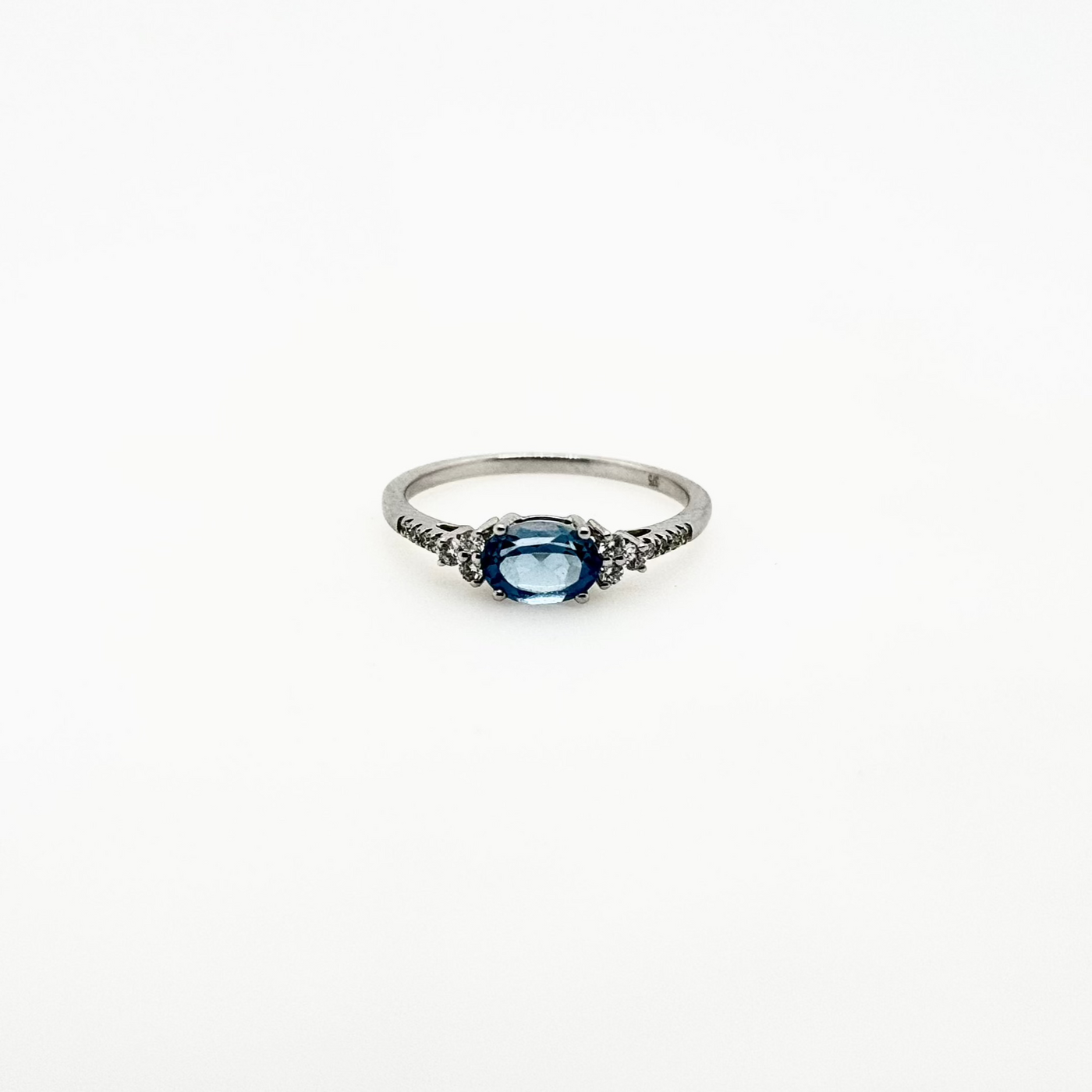 9ct White Gold London Blue Topaz and Diamond Ring