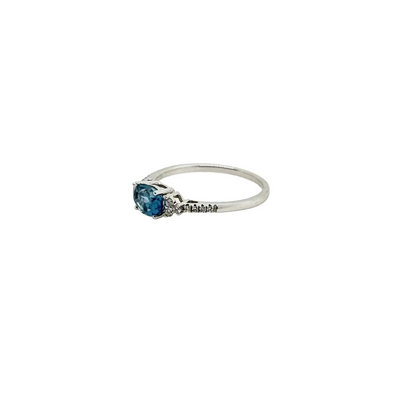 9ct White Gold London Blue Topaz and Diamond Ring