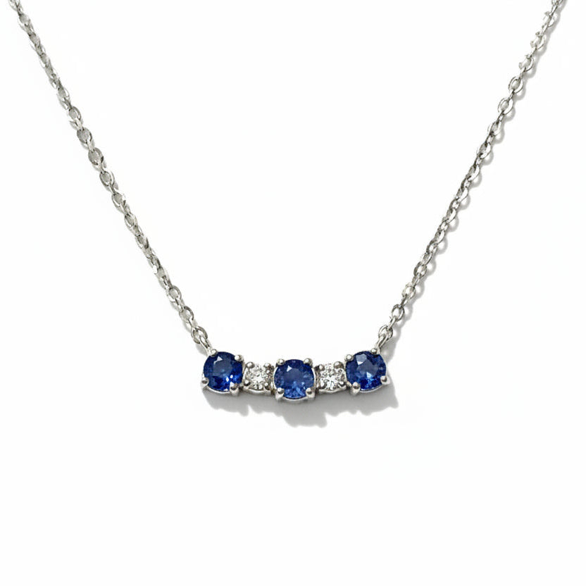 18ct White gold Fine Sapphire and Diamond Necklet