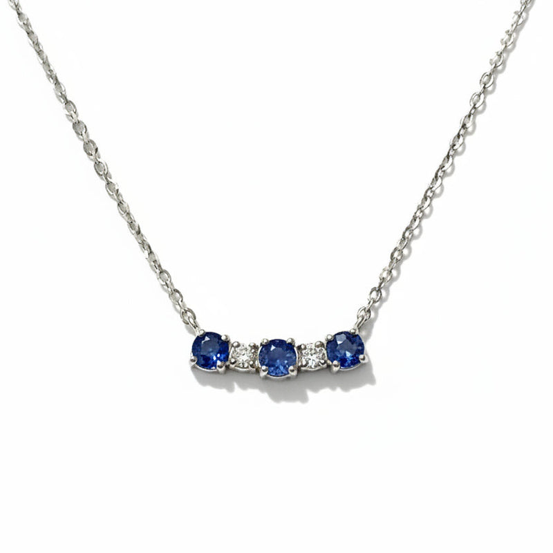 18ct White gold Fine Sapphire and Diamond Necklet