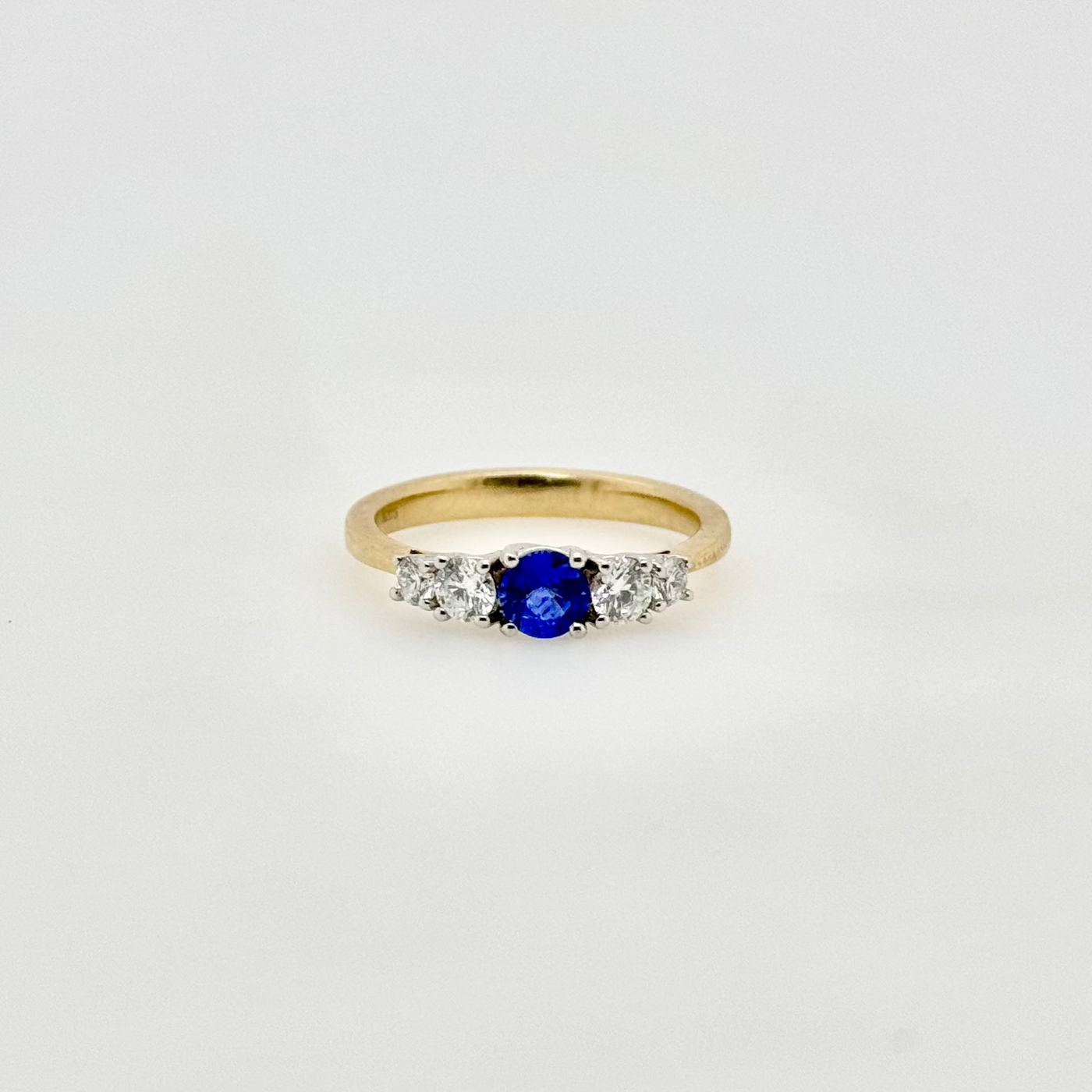 9ct Yellow and White Gold Ceylonese Sapphire and Diamond Ring