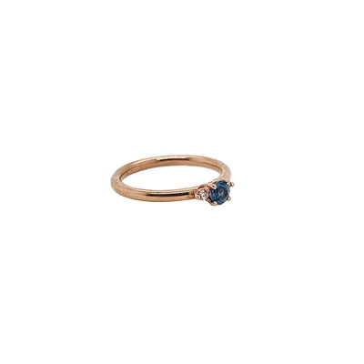 9ct Rose Gold Ceylonese Sapphire and Diamond Trilogy Ring