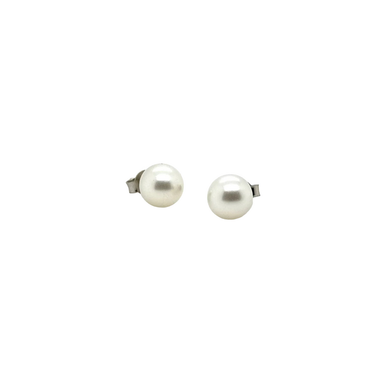 18ct White Gold White South Sea Pearl Stud Earrings